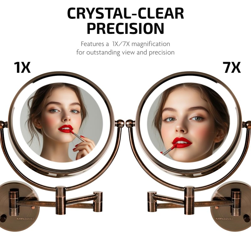 OVENTE Wall Mounted Lighted Makeup Vanity Mirror, 9" Hard Wired