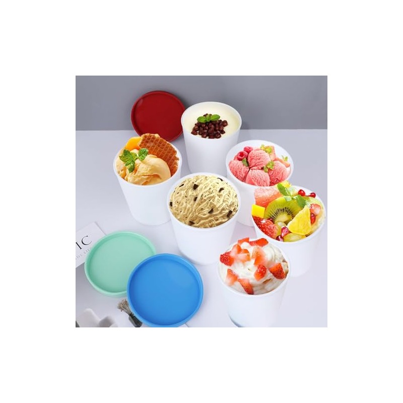 4 Envases Reutilizables para Helados 1Qt con Tapa de Silicona