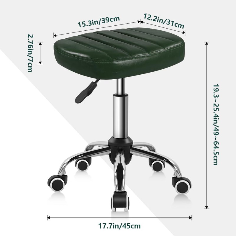 BFTOU Minimalist Square Swivel Stool with Wheel for Work SPA
