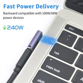Poyiccot USB C Adapter [240W Fast Charging & 40Gbps High Speed Data Transfer & 8K @ 60Hz Video Output] USB C Right Connector Extension USB Type C L-Shape Converter Adapter with LED Light Compatible