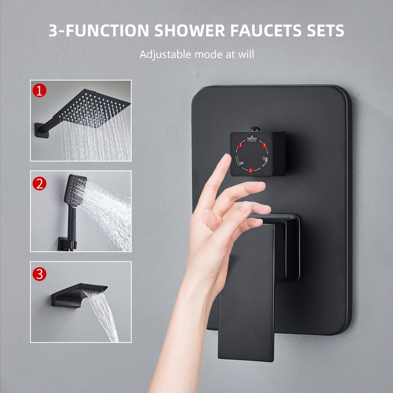 LCEVCGK Shower Faucet Set Complete Matte Black Shower System with