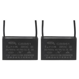 YOKIVE Pack of 2 Ceiling Fan Capacitor CBB61 Metalised Polypropylene Film Capacitor Large for Fans Pumps Engines Running (6uF 250V AC 2 Wires 50/60Hz)