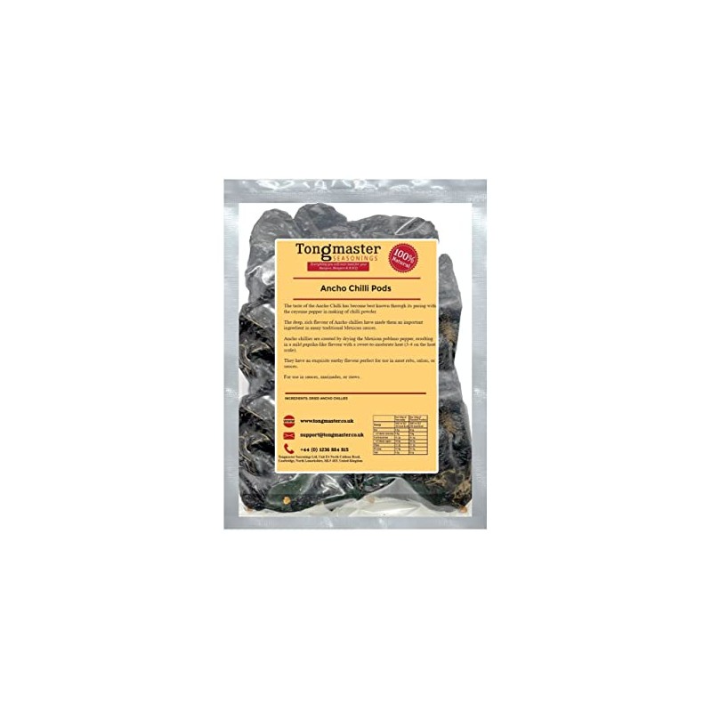Dried Whole Ancho Chilli Pods - Stemless - 20g