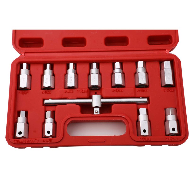 HERIS 12pcs Drain Plug Key Socket Set Axle Oil Sump