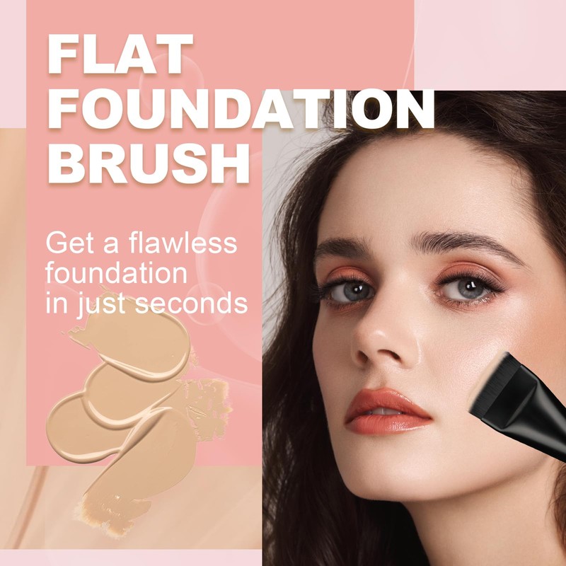 Flat Foundation Brush for Liquid Makeup,14CM Premium Fast Flawless Flat