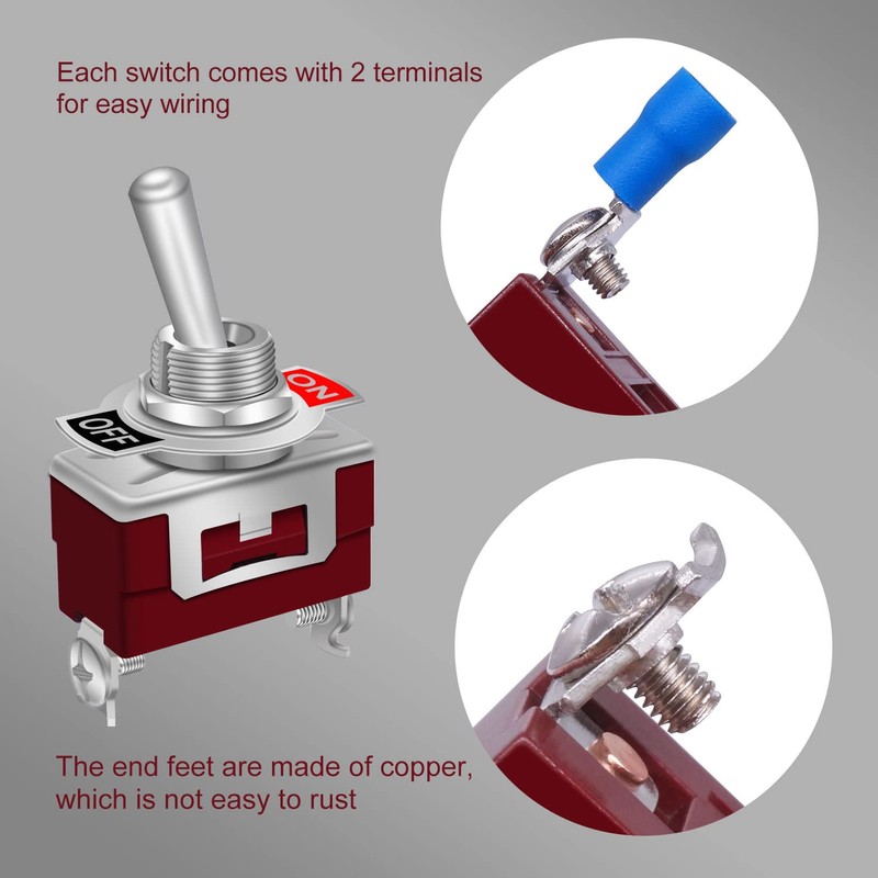 weideer 2Pcs Waterproof Toggle Switch 12V 30A ON/Off 2 pin