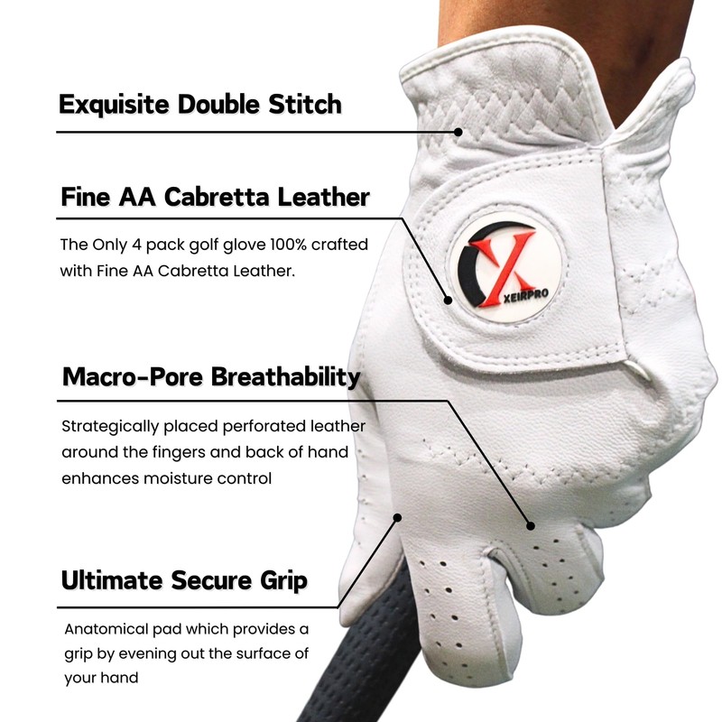 XEIR PRO Premium CABRETTA Leather Men's Golf Glove Worn ON
