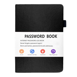 B6 Password Book with Alphabetical Tabs,Password Keeper Book Pocket,Hardcover Password Book Small,Internet Password Book for Computer Website Logins&Internet Address Password Organizer(Black)