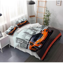 Gegeryozer Racing Car Bed Linen 200 x 200 cm for Children Boys Racing Duvet Cover 1 x Motorsport Microfibre Duvet Cover + 2 x Pillowcases 50 x 75 cm (SC4)