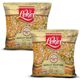 Leket Barley Soup Mix 400g Pack of 2 - Hearty Blend of Pearl Barley, Haricot Beans, Green & Yellow Split Peas, and Red Lentils for Delicious Homemade Soups