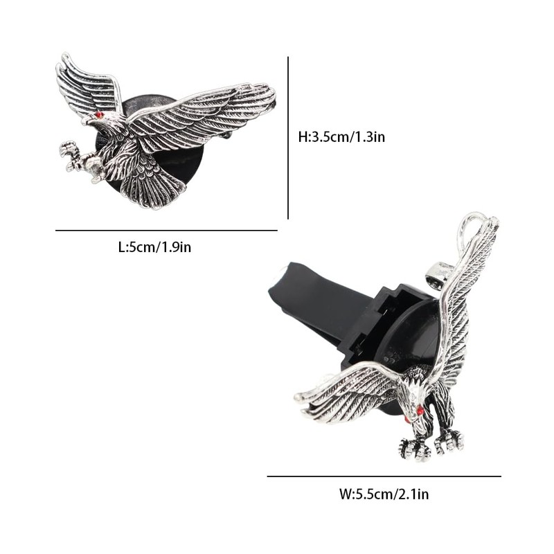 ORIESSE Vintage Eagle Car Air Freshener Vent Clips,2pcs Alloy Silver
