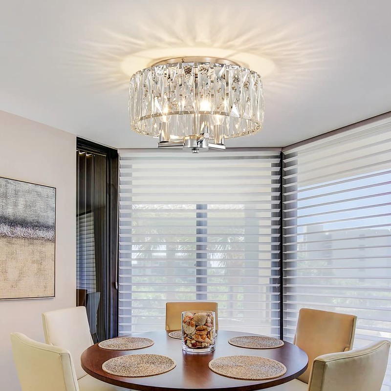 AGV LIGHTING CL002C K9 Crystal Flush Mount Ceiling Light Fixture,