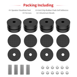 Tertullus 4 Sets Aluminum Subwoofer Speaker Feet Silver With Shock-Absorbing Beads,Hifi Turntable Adjustable Feet For Hifi Devices Amplifier Turntable Dac Recorder Cd (Black-39 x 23mm)