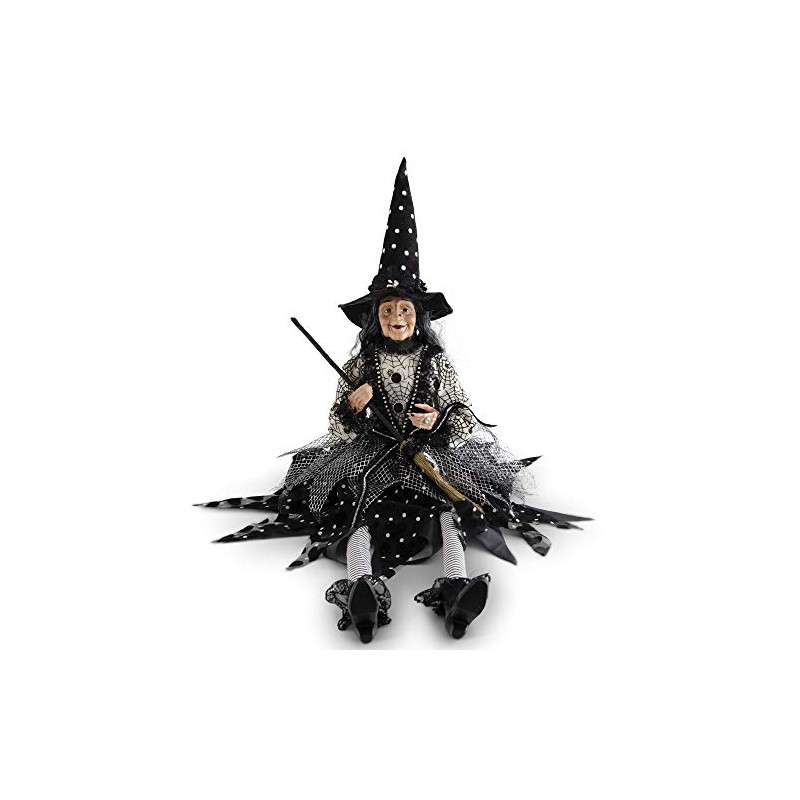K&K Interiors 41993A 30.75 Inch Sitting Sabrina Witch with Broom