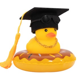 wonuu Car Rubber Duck, Yellow Duck Decoration Dashboard with Sun Hat Swim Ring Necklace Sunglasses for Car Dashboard Decorations