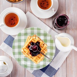 HSPAIDYP 50Pcs Gingham Party Supplies 7" SageGreen Plaid Paper Plates Sage Checkered Plate Disposable Green and White Plaid Plates for Baby Shower Wedding Picnic BBQ Birthday Party Decor (Sage)