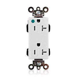 Leviton Lev-Lok Modular Wiring Device 20-Amp, 125 Volt, Decora Plus Duplex Receptacle, Tamper-Resistant, Straight Blade, Hospital Grade, Self Grounding, White, MT163-HGW