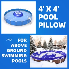 4 x 4 Ft Pool Pillows for Above Ground Pool Winterize Closing Kit for Winter Pool Cover Extra Durable & Cold Resistant 0.4mm PVC (27 Gauge) Pool Air Pillow for Winterizing with 50 Ft Rope