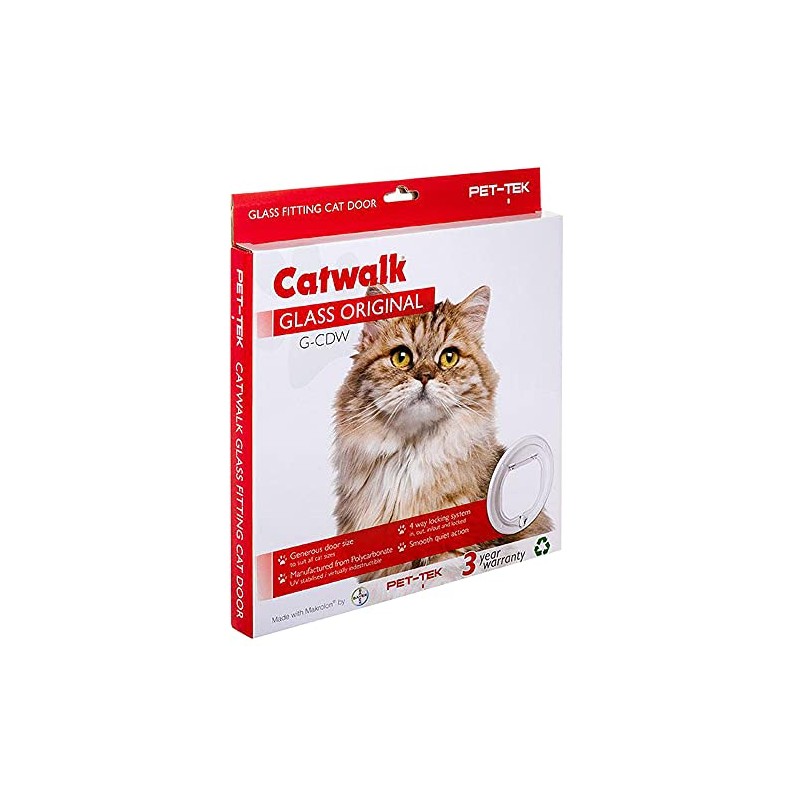 Pet-Tek Glass Fitting Original Cat Door, White