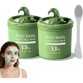 Mascarilla de Arcilla para Cara, Mascarilla de Barro Hidratante,Bubble Deep Cleansing Mask con cuchar, Gently Bubbles for Deep Cleansing,Purifies Pores & Blackheads, Controlar la Grasa (2PCS)