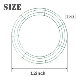 3Pack 12Inch Green Christmas Wire Wreath Rings Round Metal Wreath Frame Making Ring Wire Wreath Form Flower Wreath Frames for DIY Floral Crafts Xmas New Year Door/Wall Decor Wreath Making Supplies…