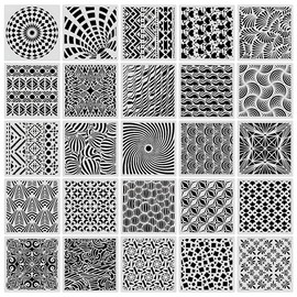 TONGIHS 36 Pcs Geometric Stencils, for Fabric Embellishments, Milky White