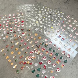 Christmas 2025 Nail Sticker for Nail Art 5D Embossed Self-Adhesive 6PCS Set 2
