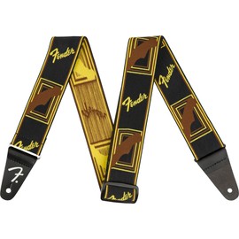 Fender Weighless™ Monogram Strap - 2" Wide - Black/Yellow/Brown