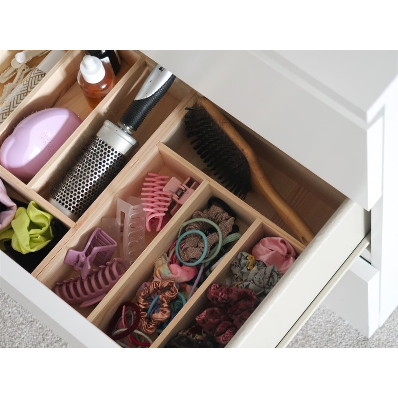 Wooden Unpainted 4 Compartment Cutlery Tray Utensil Sorter Drawer |