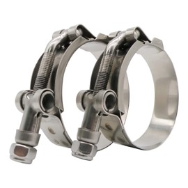ROADFORMER 59mm - 67mm T-Bolt Hose O.D. Clamp - Working Range 2.31" - 2.64" for 2.5 inch Hose OD, Stainless Steel Bolt, SS Band Floating Bridge and Nylon Insert Locknut (59mm - 67mm, 2 pack)