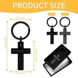 Bozidol Faith Cross Keychain for Men Boys, Be Strong and Courageous Joshua 1:9 Inspirational Bible Verse Keychains, Religious Christian Gifts for Graduation Birthday First Communion Confirmation