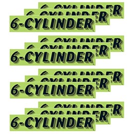 VERSA-TAGS 14.5 Inch Black & Chartreuse Green Adhesive Windshield Slogan Car Dealer Sticker - 6 Cylinder
