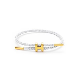 SPOMUNT Bracelets Fashion for Women Adjustable Bracelet, Gold-plated Buckle Design Titanium Steel Wire Rope Jewelry (White, Stainless Steel)