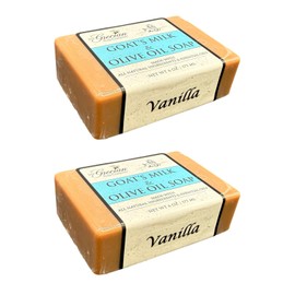 The Grecian Soap Company Clean Beauty Goat's Milk & Olive Oil Bar Soap in Vanilla - Pack of 2 6oz All-Natural Scented Bars for Women and Men, Organic Olive Oil & Goat Milk Soap for All Skin Types