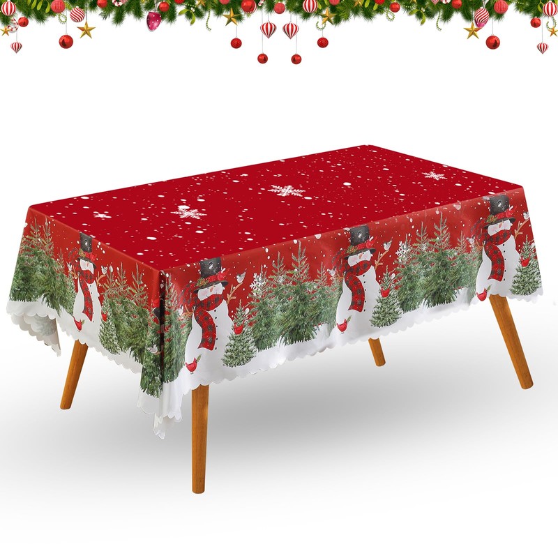Fadcaer Christmas Table Cloth, Red Christmas Tablecloth, Christmas Table Decoration,
