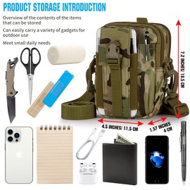 IronSeals Tactical Molle Pouch Nylon Multi-Purpose Utility Gadget Belt Waist Bag Camping Hiking Outdoor Gear Cell Phone Holster with Shoulder Strap for 4.7"-6.7" Phone