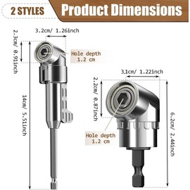 14 pieces 105° angle wrench, angle drill attachment, angle screwdriver attachment, angle attachment for cordless screwdrivers with 1/4 inch hex shank, adapter for drilling narrow spaces, for garage, construction workers