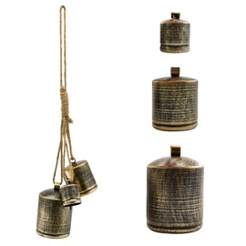 MrMrKura Christmas Bells, Rustic Brass Bells with Jute Hanging Rope Christmas Decor Vintage Bronze Metal Bells (Bronze)