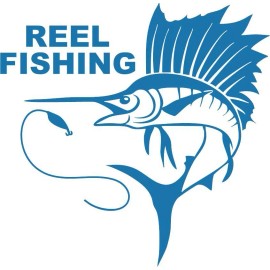 DuraCal 530 Sailfish Reel Fishing 3 Mil Vinyl Sticker for Car or Truck Window