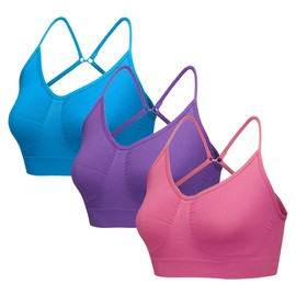 Multi Fasten Comfort Seamless Stretch Bra Unpadded (Purple/Ruby/Blue, S)