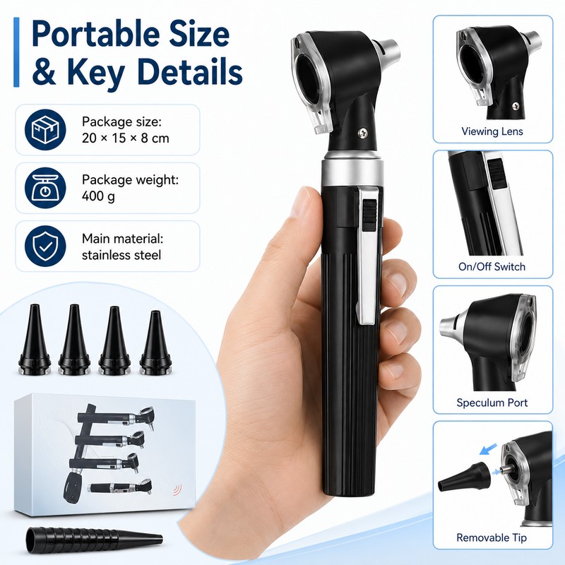 Ear Inspection Otoscope with LED Light – 3X Magnification Pocket
