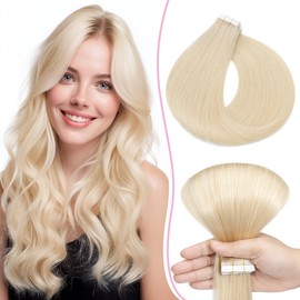 SEGO Pro 30 cm Tape-In Real Hair Extensions, Natural Hair Colour, 10 Pieces, 15 g, Invisible, 60# Platinum Blonde, Hair Extension29