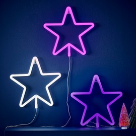 Ginger Ray Christmas Pink Large Light Up Star Neon Light Fireplace Tabletop Decoration