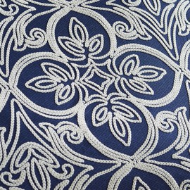 Catherine Lansfield Flock Trellis Pillowsham Pair with envelope closure Navy Blue
