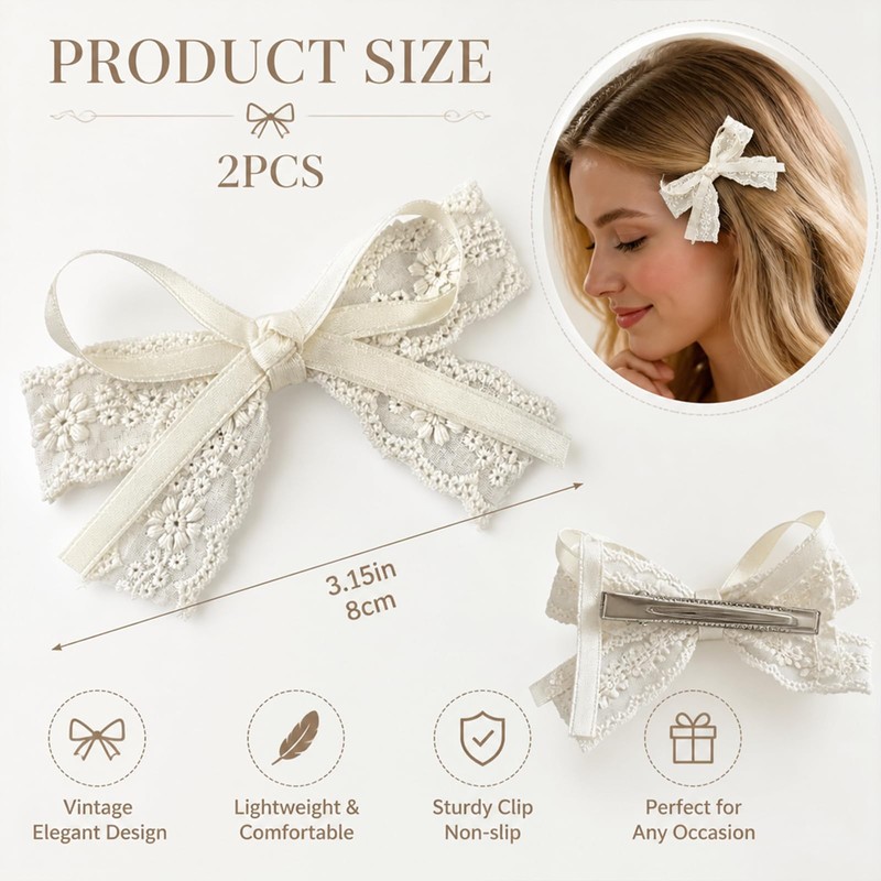 Hair Accessories Set - Pearl Hair Tie - Bow Clips