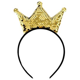 MUNSKT Pailletten Krone Stirnband, Glitzer Kronen Haarband Gold Haar Hoop Haarschmuck für Mädchen Frauen Geburtstag Weihnachten Party