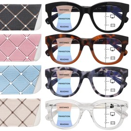 fadbon Oprah Style Progressive Multifocus Reading Glasses for Women,Blue Light Blocking Computer Readers with Spring Hinge(4 Pack Mix 2,2.0,x)