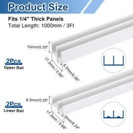 uxcell 2Set White Plastic Sliding Door Track, Sliding Glass Window Track for 1/4" Thick Panels, for Closet Glass Cabinets Door Track (3Ft Long)