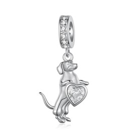SVODEA Dachshund Charm 925 Sterling Silver Wiener Dog Charm Cute Animal Dog Jewelry Gifts for Women, No, Sterling Silver, No Gemstone