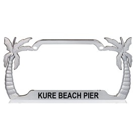 Custom Brother - Kure Beach PIER Palm Tree Design Quality Chrome Metal Car SUV Truck License Plate Frame z12